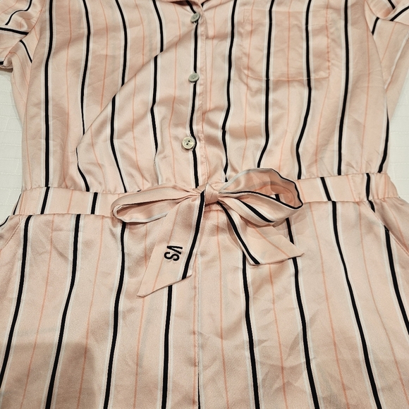 Victoria's Secret Pink Stripe Silky Pajama Romper Medium - Picture 5 of 8